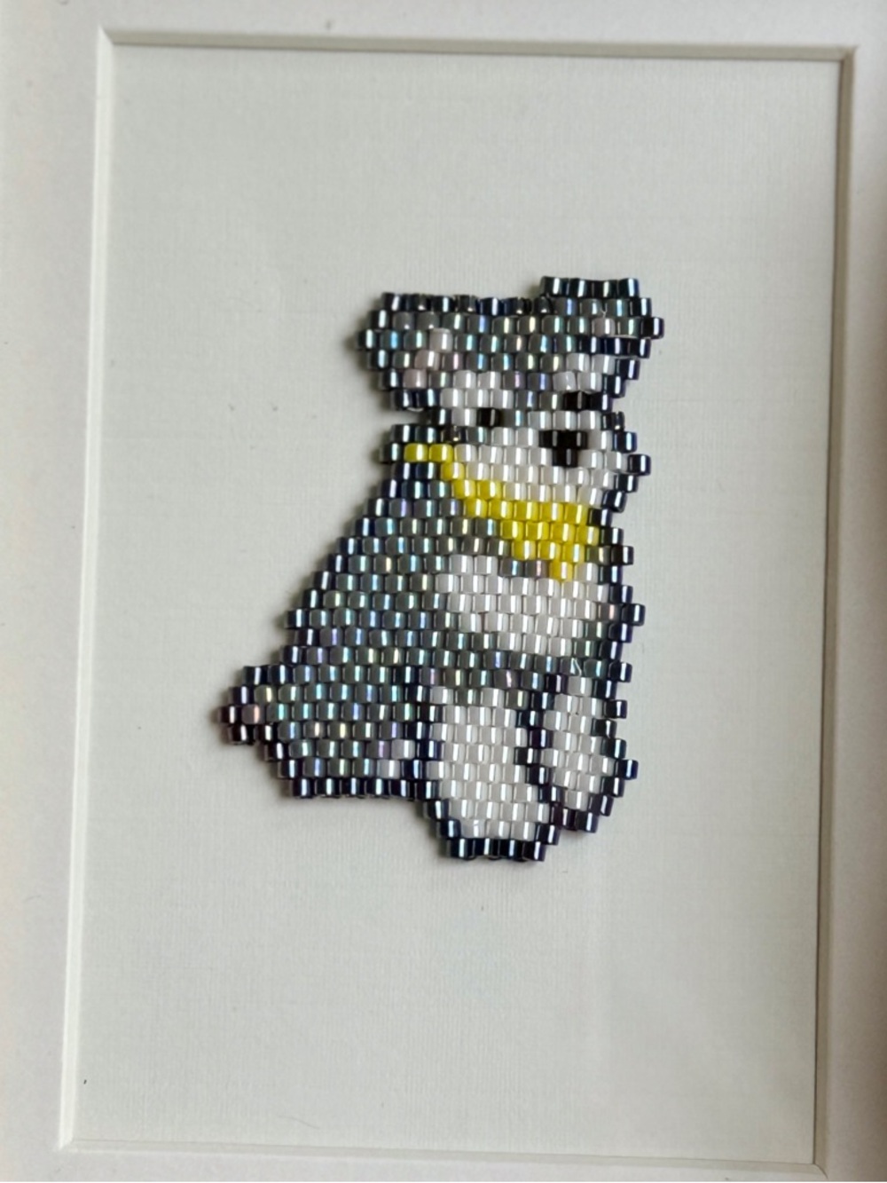 Schnauzer Tiny Beaded Framed Art – Handmade Mini Dog Decor - Picture 4 of 5